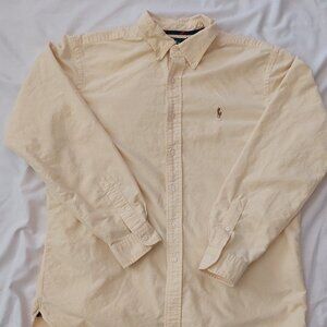 Ralph Lauren XL Mens button down cotton long sleeve solid Yellow shirt classic
